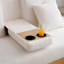 Canapé-lit convertible, canapé-lit double pliant multifonctionnel, repose-pieds avec rangement et accoudoir avec boîte et tiroir, table rabattable avec 2 supports pour salon, appartement, bureau, beige