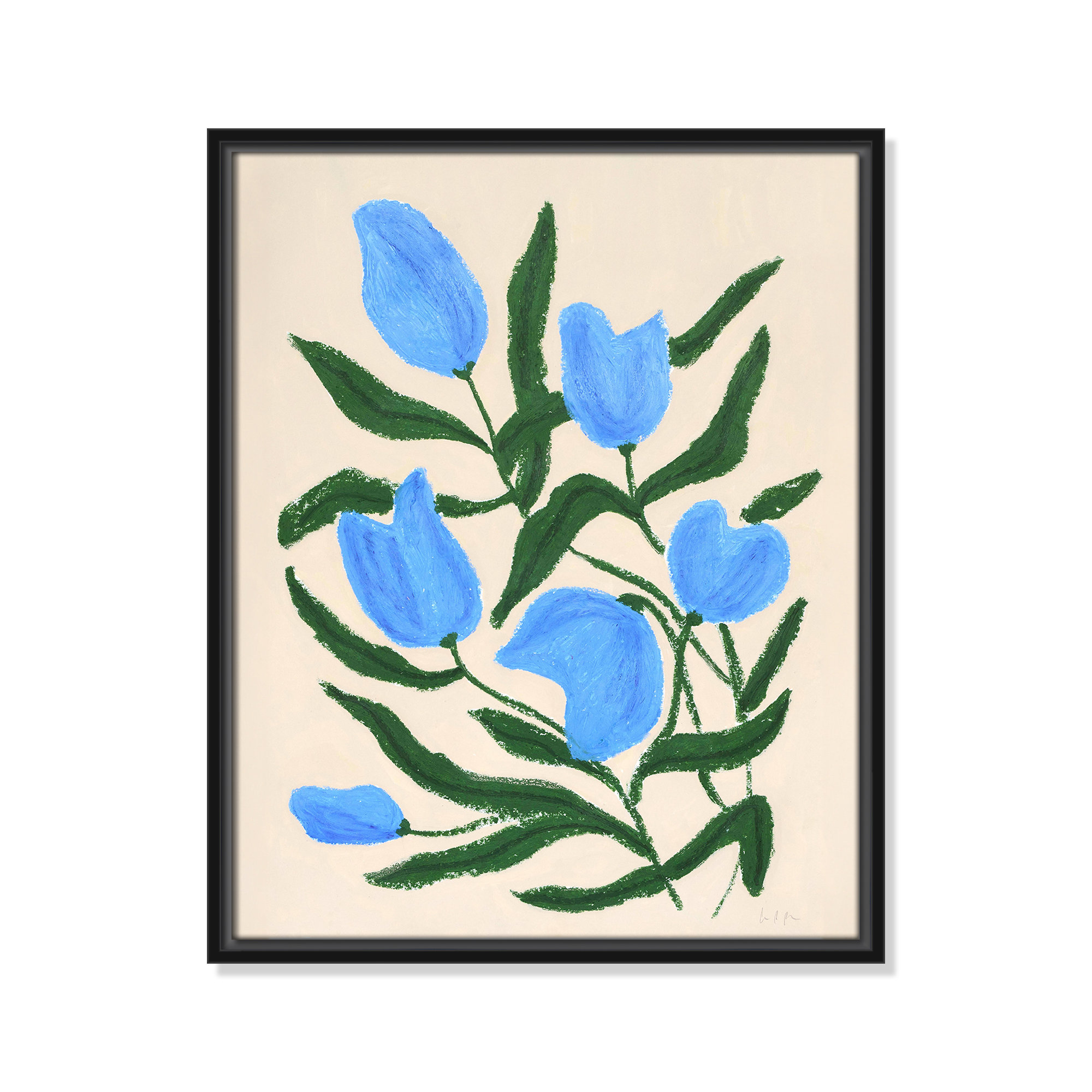 Blue Tulips Print by Camilla Bergqvist, Black, 21.5" H x 17.5" W
