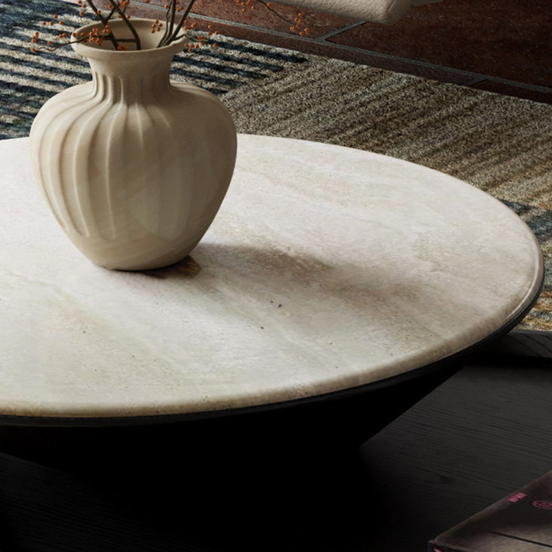 Table basse ovale en bois fritté noir + bois manufacturé