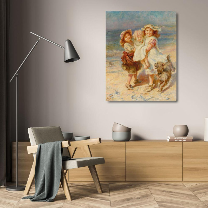 "On the Beach" par Frederick Morgan - Art mural sur toile tendue avec châssis, H 24 po x l 17 po