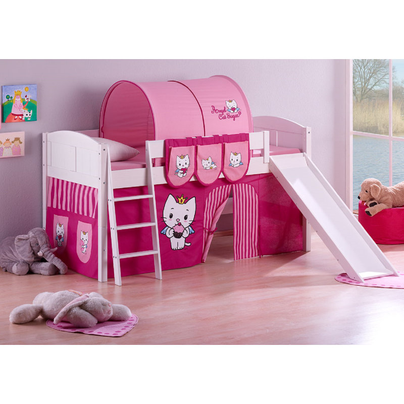Angel Cat Sugar European Single (90 x 200cm) Mid Sleeper Bed With Curtain
