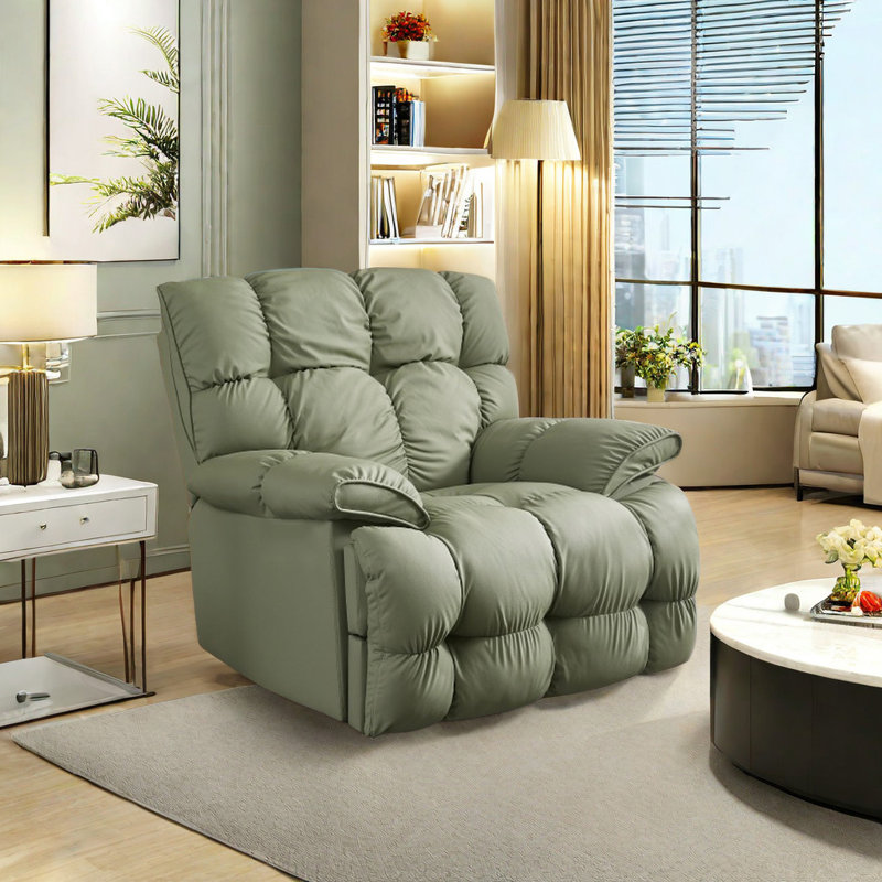 Tammela Faux Leather Swivel Recliner, Green