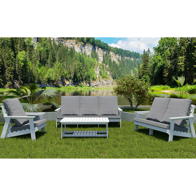 Coussin de fauteuil de piscine confortable Hips All Garden, blanc, avec surface d'entretien facile, blanc / gris, aspect grain de bois traité à la chaleur