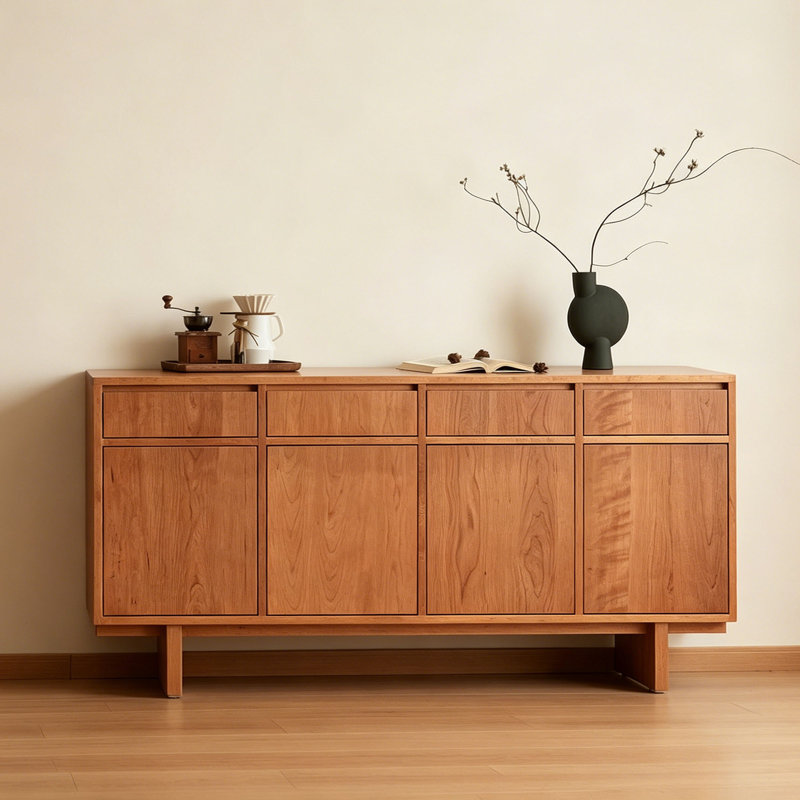 Buffet entièrement en bois de cerisier massif, H 31,49 po x l 70,86 po x P 15,74 po