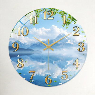 «Mountain Lake», horloge murale en verre