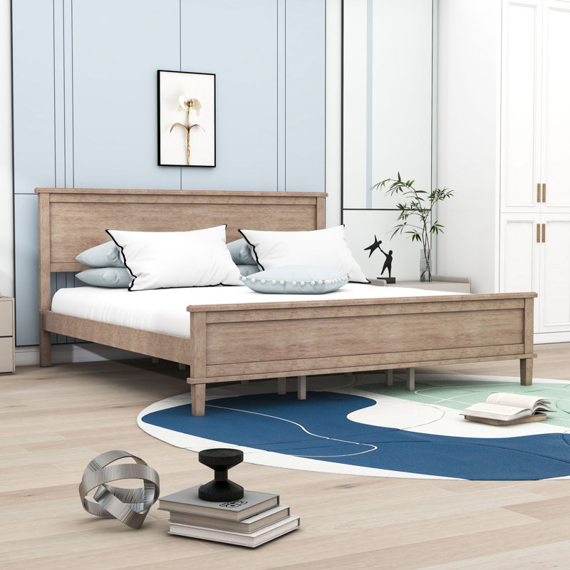 Lit plateforme en bois avec tête de lit, Très grand lit
