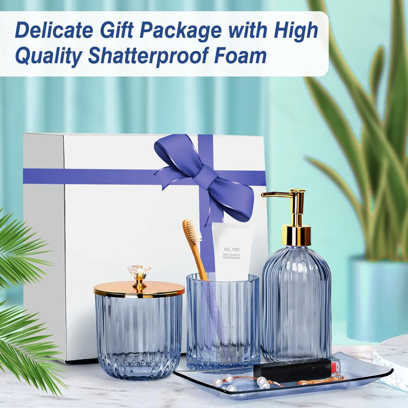Cothren Bathroom Accessory, Blue Glass