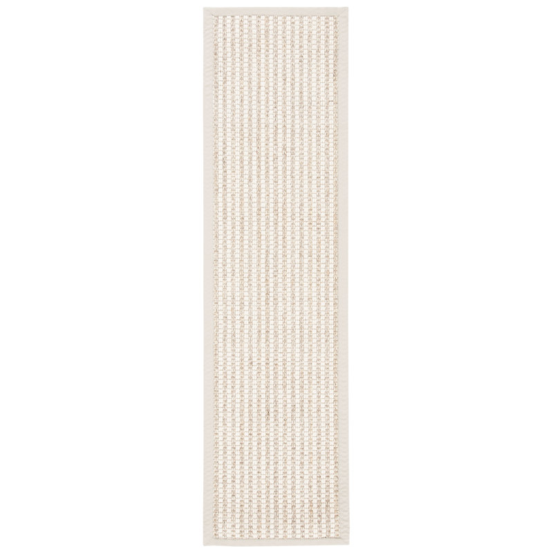 Tapis rayé en jute / sisal / laine ivoire Lynde, Tapis de couloir 2 pi x 8 pi