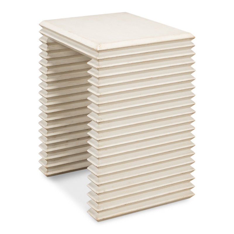 Stacked Solid Wood End Table, Antique White