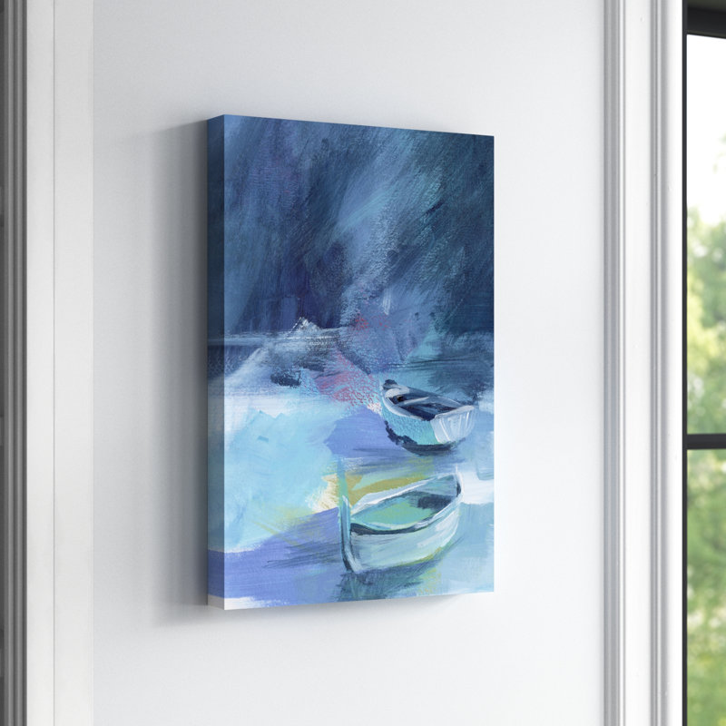 Cove Boats II - Painting on Canvas, 46cm H x 30cm W, Wrapped Canvas