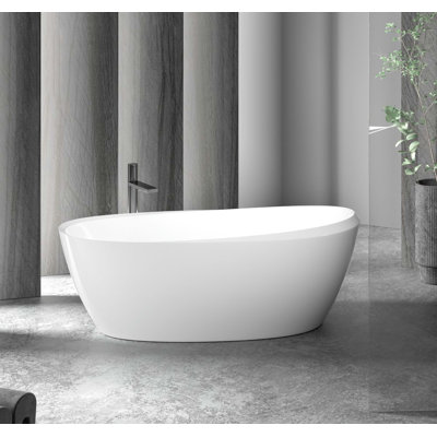 Rowan 59 In. Freestanding Bathtub In Glossy White Finish