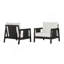 Chaises club d'extérieur (ensemble de 2), structure en bois d'acacia avec accents textilène noir, coussins blancs hydrofuges pour patio / cour arrière / terrasse