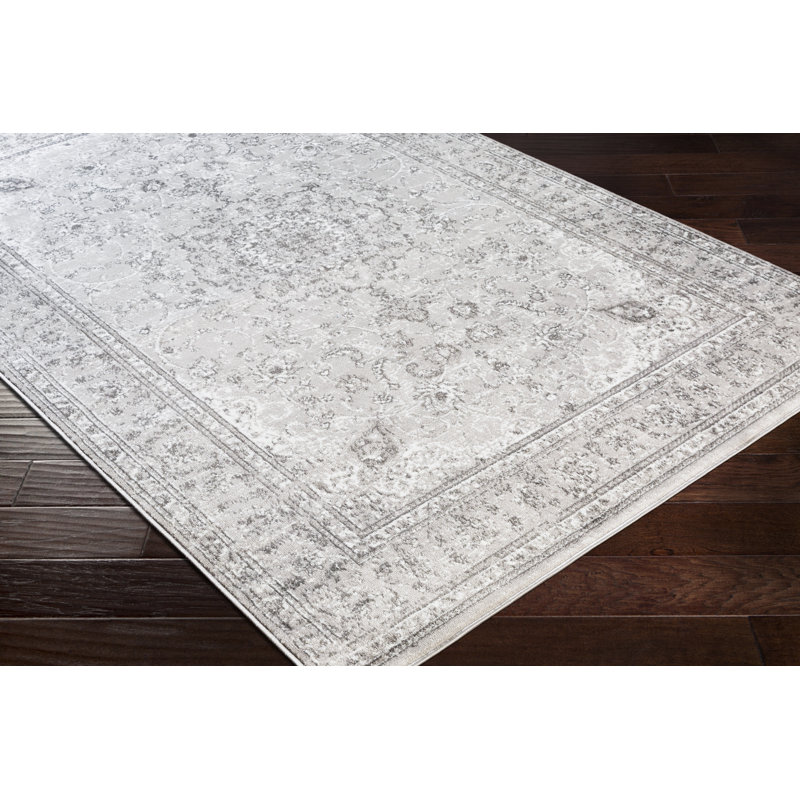 Tapis oriental gris clair / gris anthracite / blanc Kucera, Rectangle 7 pi 10 po x 10 pi 3 po