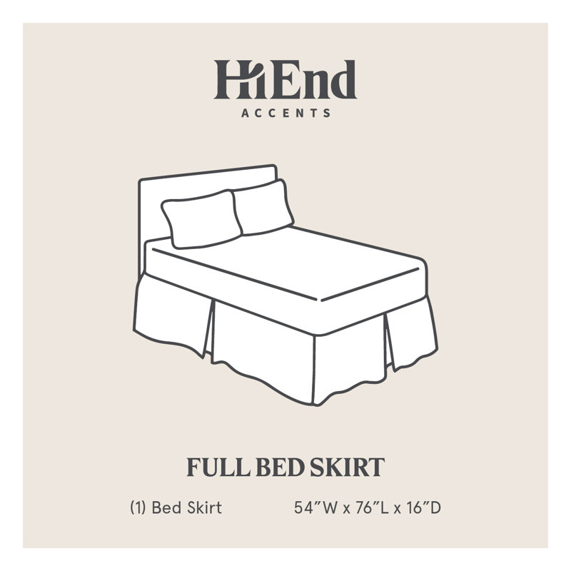 Hamilton Solid Faux Linen Modern Traditional Rustic Bed Skirt, Full/Double, Gray