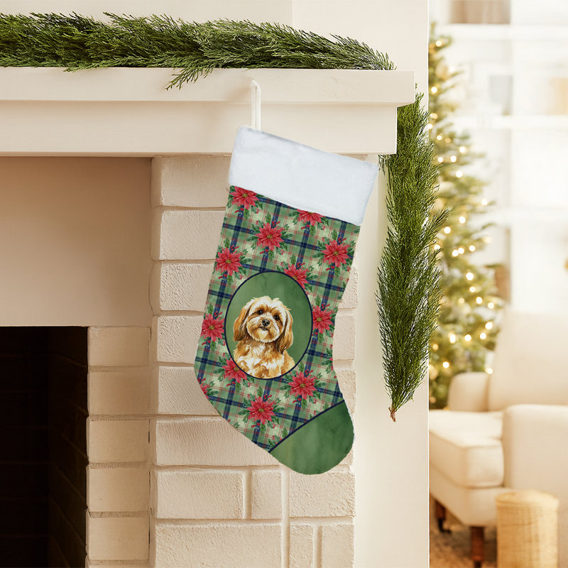 Chaussette de Noël dorée Lhasa Apso, Doré