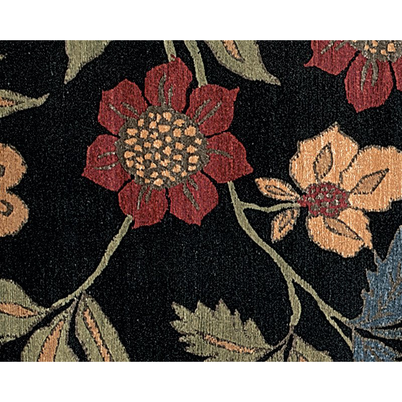 Chelsea Wool Floral Area Rug in Black/Red/Blue, Rectangle 11' x 17'