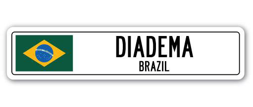 Panneau de signalisation en aluminium Alverta Diadema, Brésil, H 4 po x l 18 po x P 1 po
