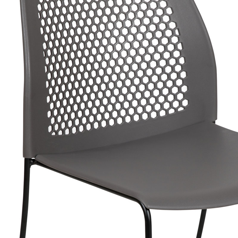 Black Armless Stacking Chair with Air-Vent Back