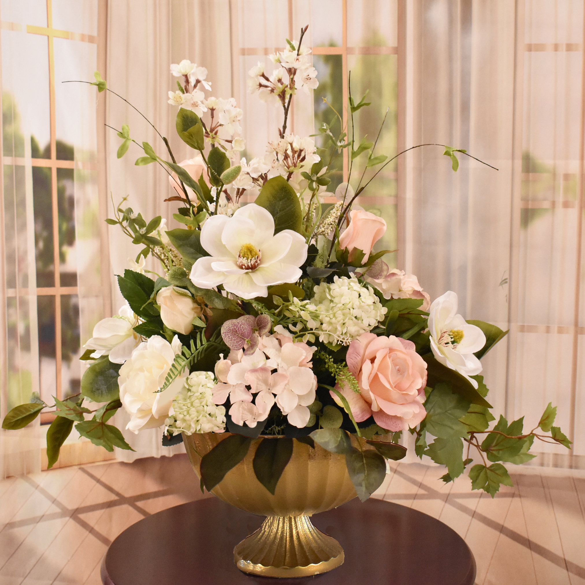 floral home decor magnolia centerpiece in vase & reviews | wayfair