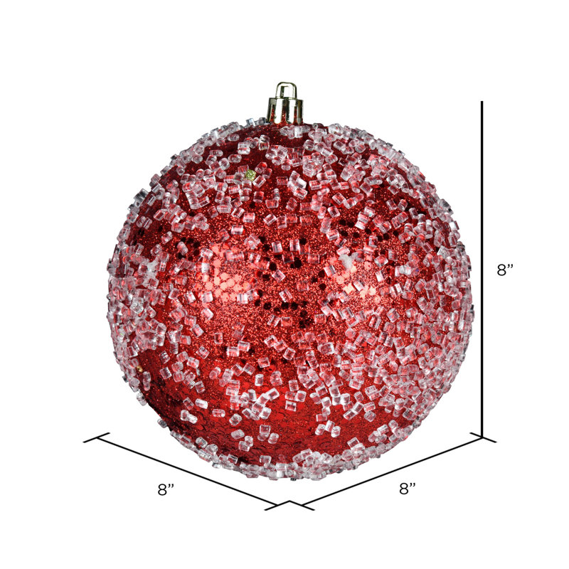 Ball Ornament, 8" H x 8" W x 8" D, Red, 1