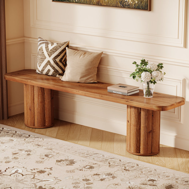 63" Solid Wood Entryway Bench