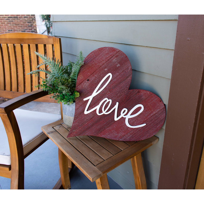 12" X 12" Red Wood Heart Hanging Dimensional Sculpture, Rustic Red, 12" H x 12" W x 1" D