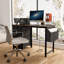 Bureau de 47,3 po avec prise de courant, 3 tiroirs et poche latérale, facile à assembler, structure stable réversible pour le bureau à domicile-1451742062