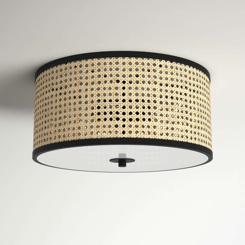 Nakuv 16'' Black Bohemian LED Flush Mount with Velvet Accents