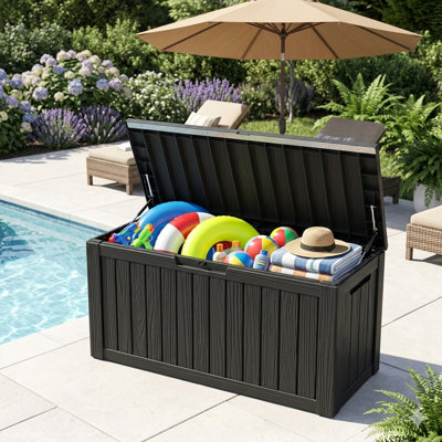 80 Gallons Water Resistant Lockable Resin Deck Box Durable Patio Storage Box