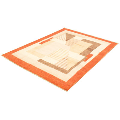 Tapis de surface en laine rouge/beige/brun 7 pi 10 po x 10 pi 6 po one-of-kind à la main-noué la 2010 Shawny