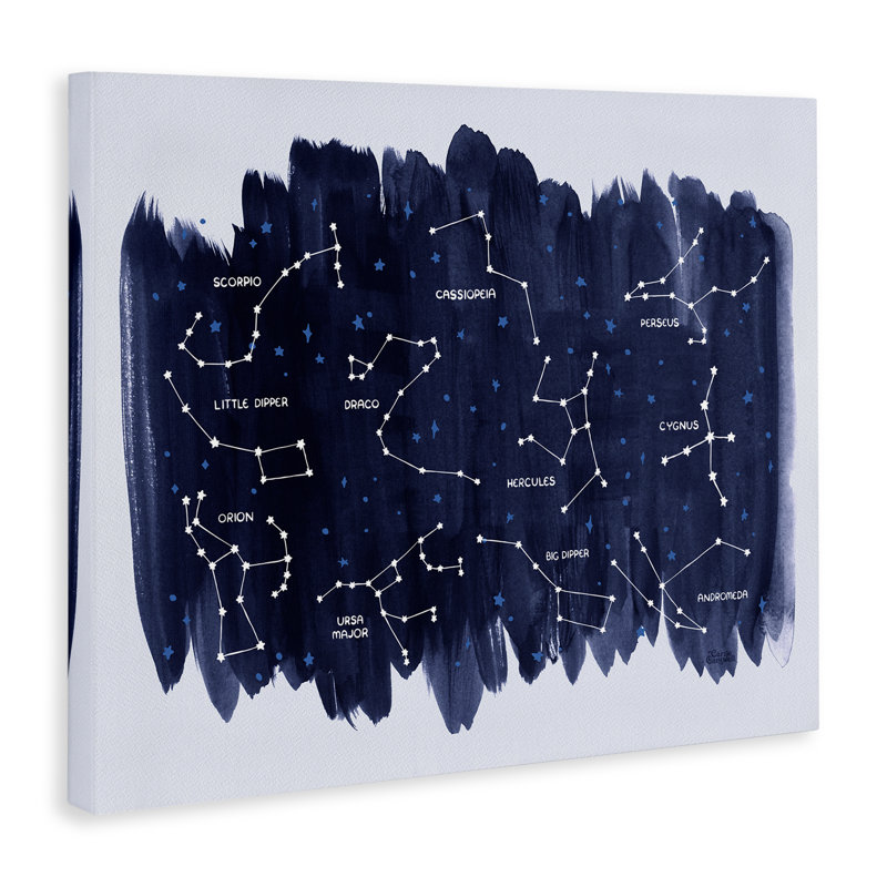 Constellations sur toile bleue par Carrie Cantwell, H 24 po x l 30 po