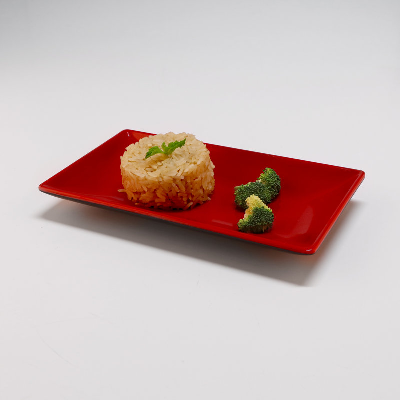 Assiette à salade en mélamine 9 po 2 tons Karma, Noir / Rouge