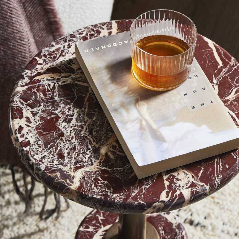 REEVES Marble End Table, Black