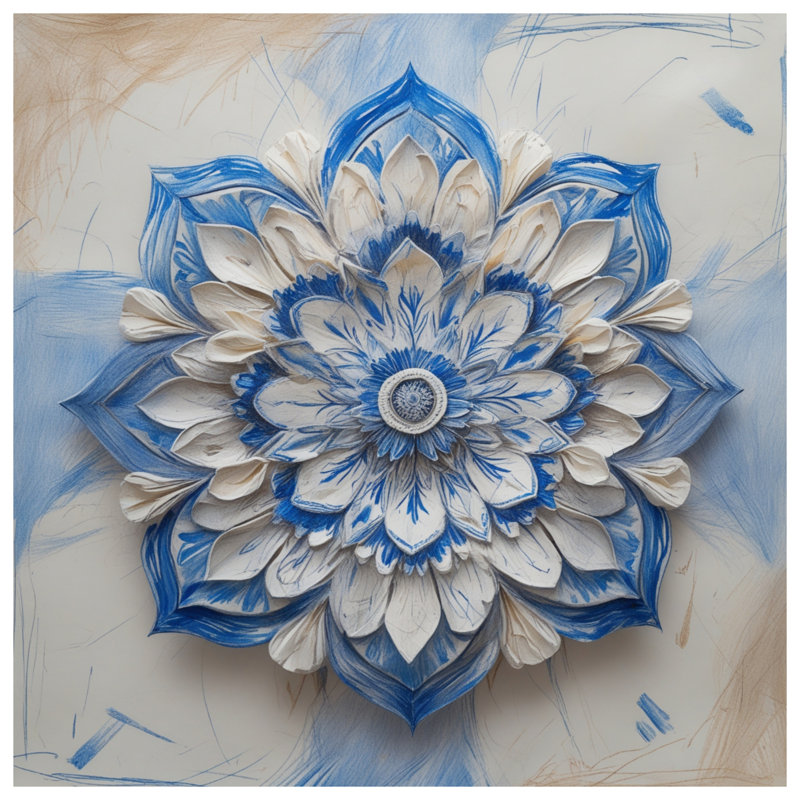 Intricate Blue White Mandala Window Curtains, Mandala Sheer & Blockout Curtains - 1 Panel, 50 po x 80 po - 1 panneau