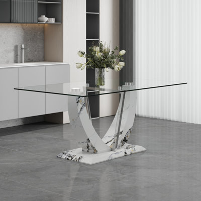 table rectangulaire moderne et simple en verre