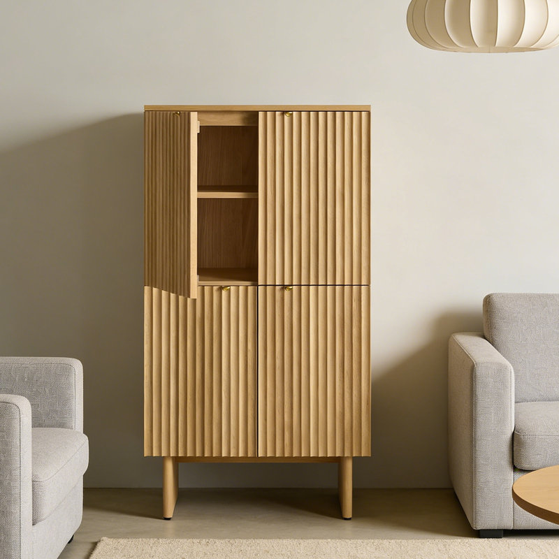 Armoire de salle à manger à panneau ondulé de style français