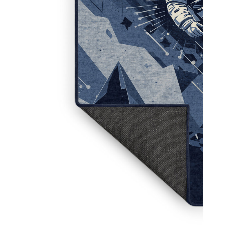 Tapis bleu moelleux moelleux à motif d'astronaute sur fond Alien World, 2 pi x 3 pi