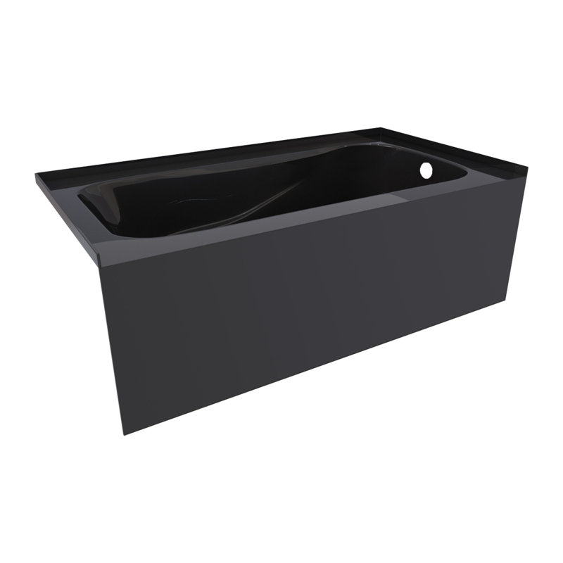 60'' x 32'' Soaking Acrylic Bathtub, Right, Black