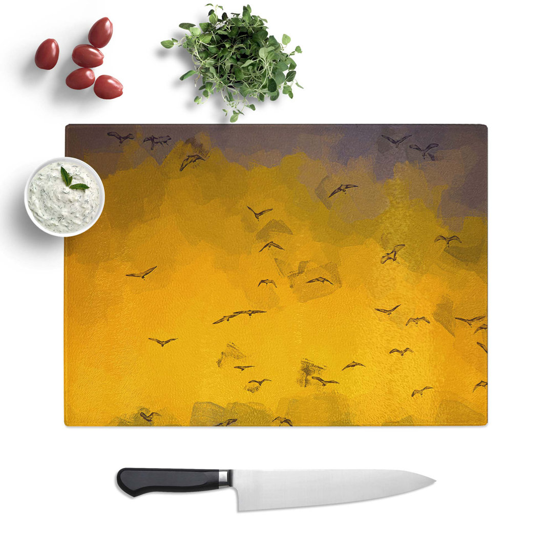 Glass Egrets At Sunset in Abstract Chopping Board