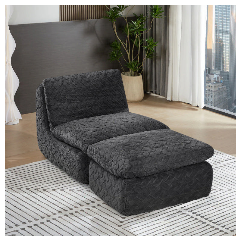 Fauteuil à compression complète avec repose-pieds Liyasi, Noir
