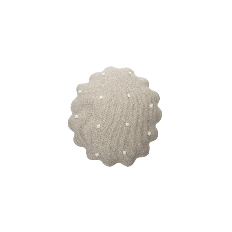 Biscuit Abstract Circular Throw Cushion, Dune White