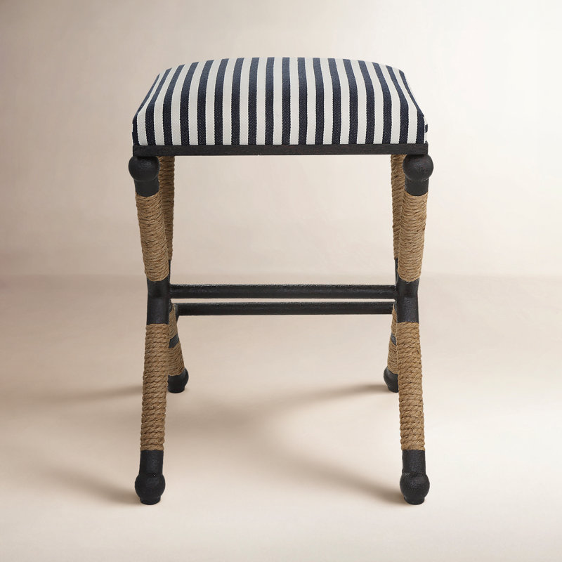 Faline Counter Stool, Blue/White striped 