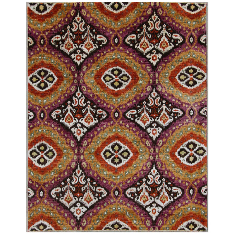 Geometric Hand Knotted Area Rug, Rectangle 154 x 193cm