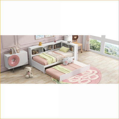 Twin Size Pine Wood Daybed with Trundle, Storage &amp; USB Ports, White for Small Spaces