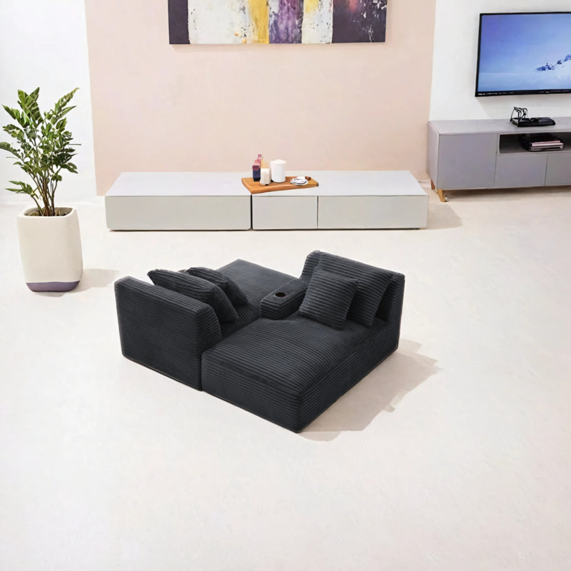 Double fauteuil inclinable compressible avec porte-gobelet