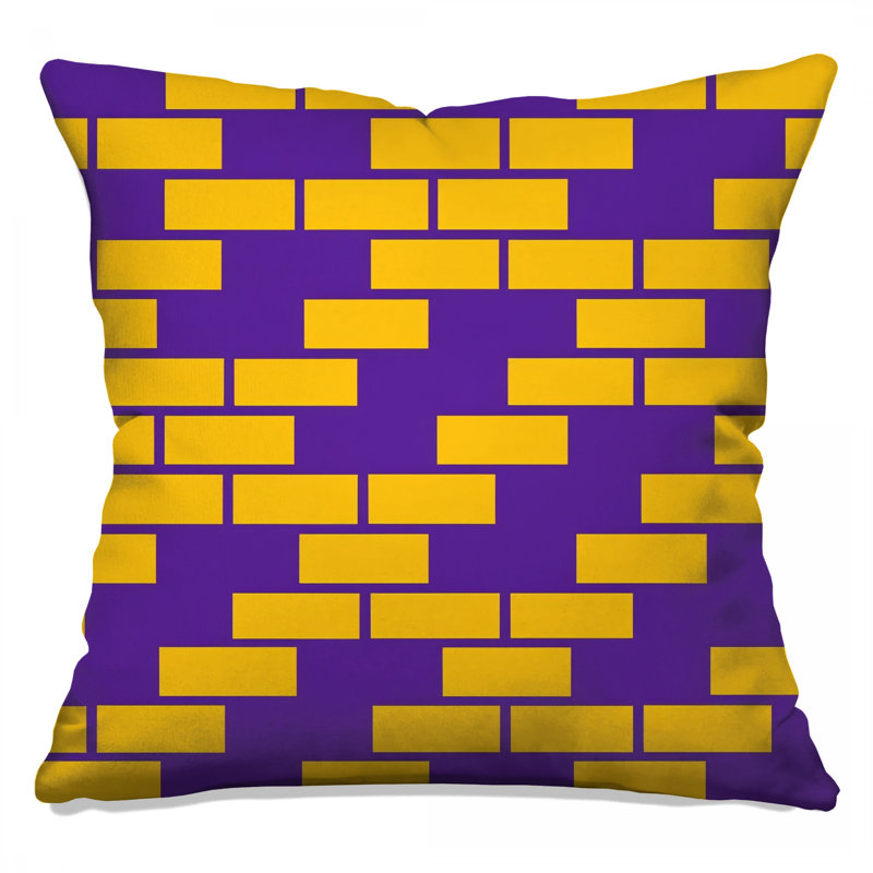 Coussins décoratifs à double face en brique jaune mauve, 16 x 16 pouces