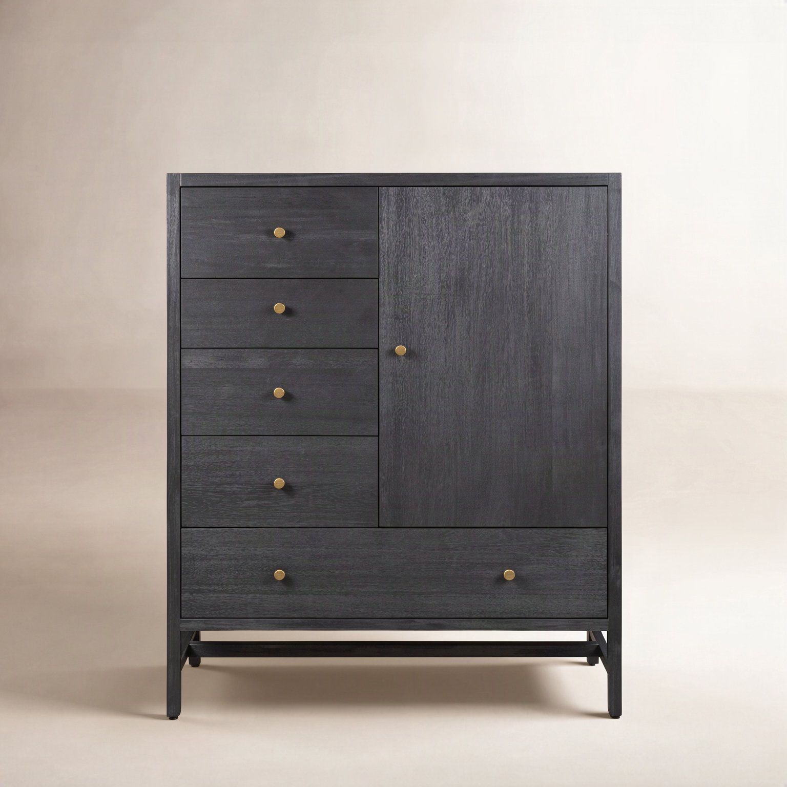 Nerida 40" Acacia Dresser, Brushed Black Acacia Solid