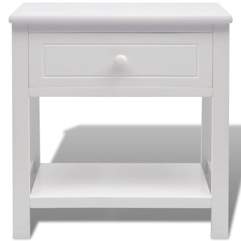 Gammage 40cm W Solid + Manufactured Wood Bedside Table, White