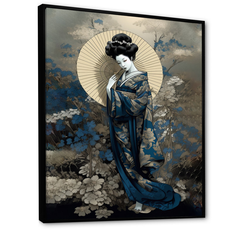 «Elegant Japanese Woman II», impression sur toile, H 32 po x l 16 po x P 1 po, Cadre flottant noir