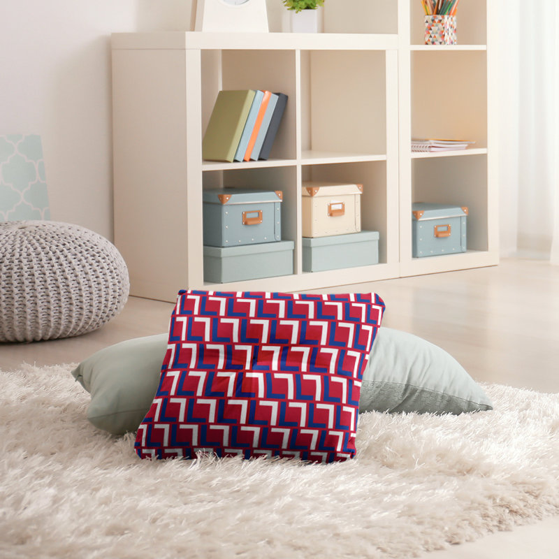 Housse et insert de coussin carré de luxe Buffalo Football, Bleu / blanc / rouge, 20 po X 20 po, Polyester filé